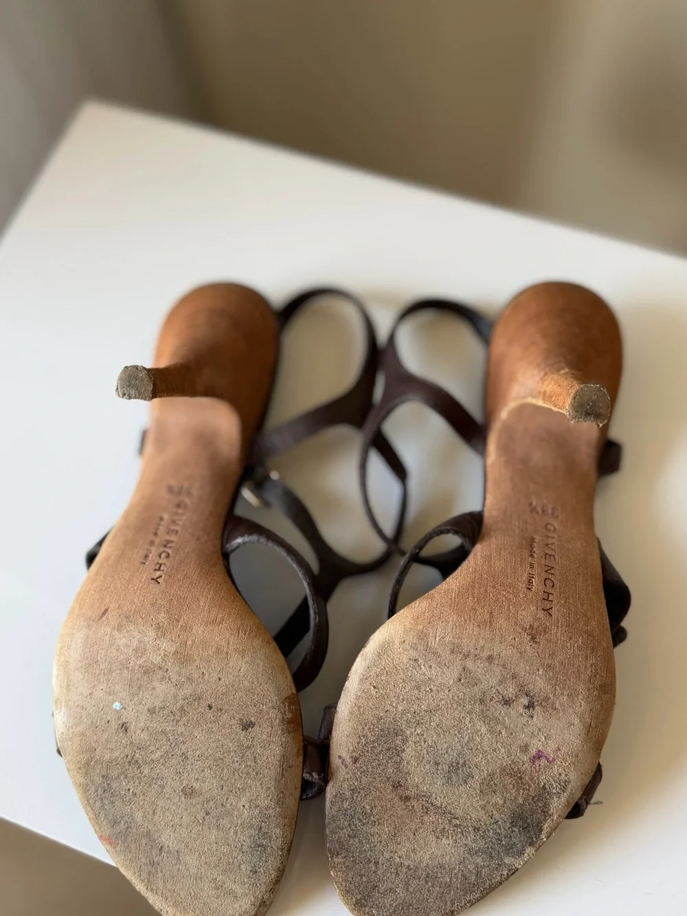 Vintage Givenchy Brown Leather Strappy Sandals Made in Italy EU 38.5